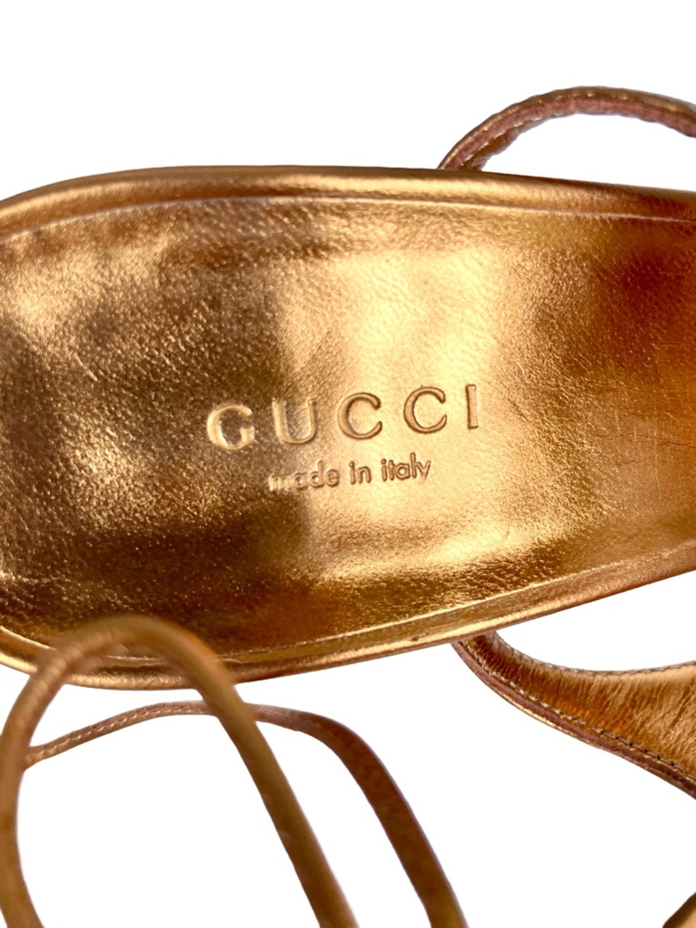 Gucci Tom Ford Era Gold Metallic Strappy Heels Y2K Size 8.5 - Picture 14 of 15